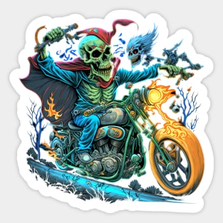 Skeleton riding a motorcycle Sticker